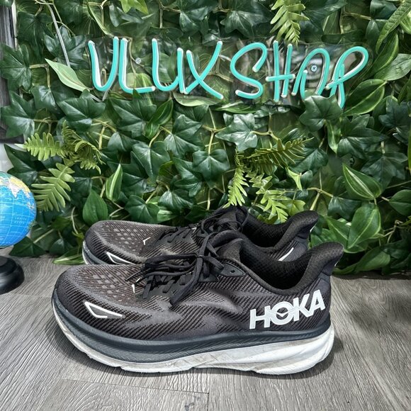 Hoka One One Mens Clifton 9 1127895 BWHT Black Running Shoes Sneakers Sz 12.5 D main image 5